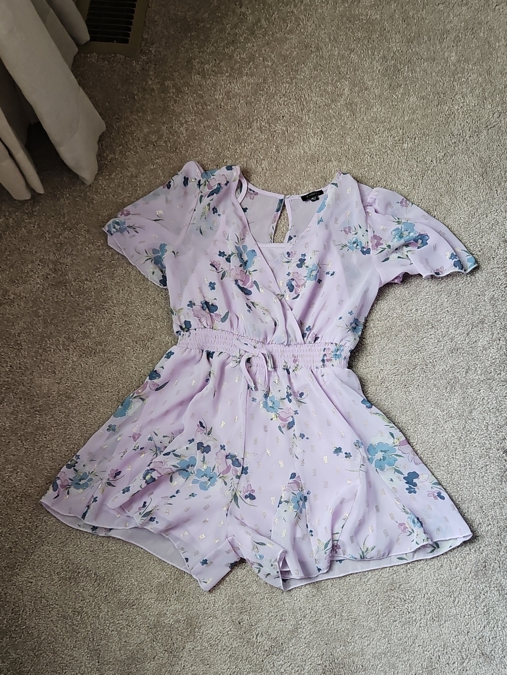 Girls Lavender Floral One-Piece Romper